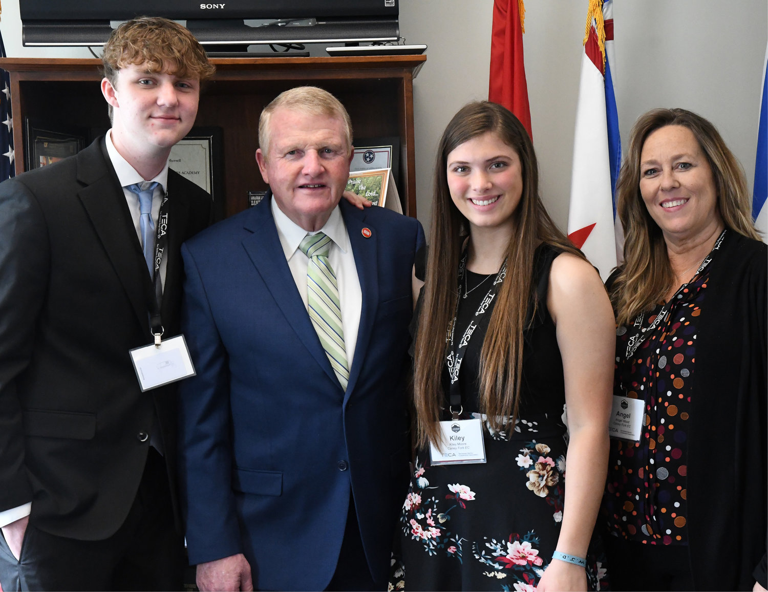 L-R: Josiah Rushing, State Representative Paul Sherrell, Kiley Moore, and Angel Wood, communications coordinator for Caney Fork Electric Cooperative